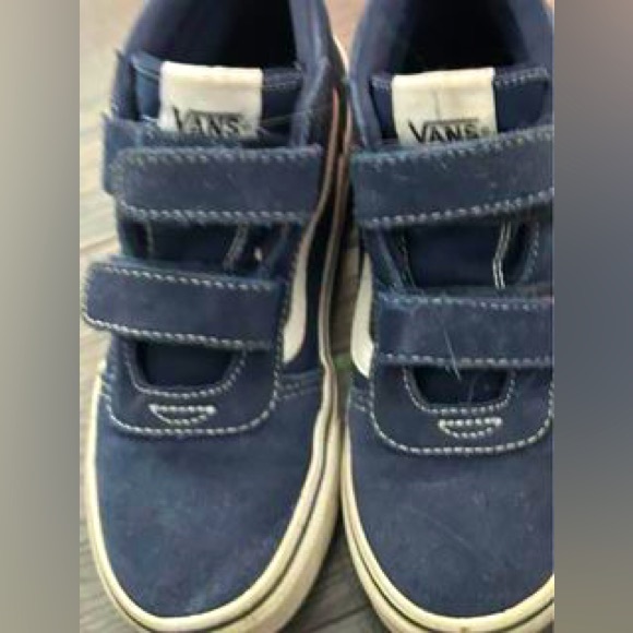 VANS Off the Wall youth size 2 navy high top Velcro closure - Picture 5 of 5